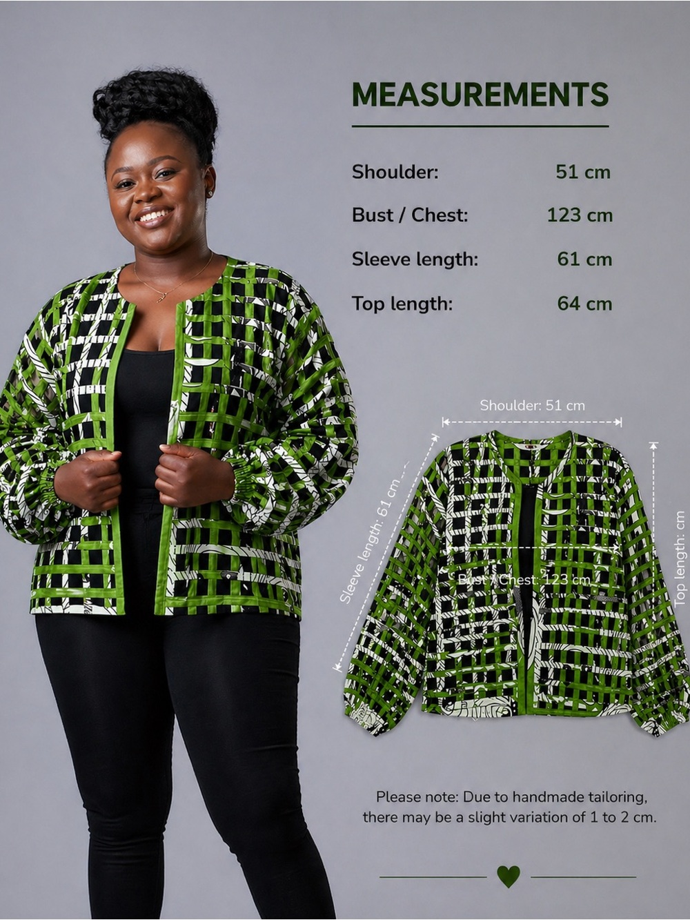 Handmade Ankara Wax Print Top | Artisan Statement Blouse | Size L/XL